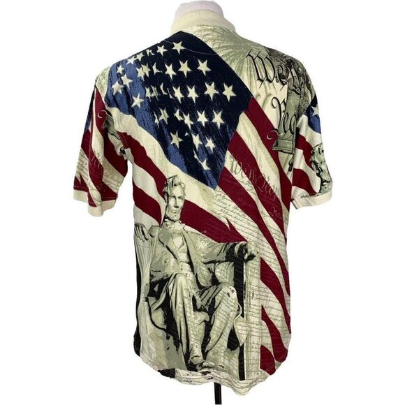 Vintage American Flag We The People Polo Shirt Med - Picture 3 of 6